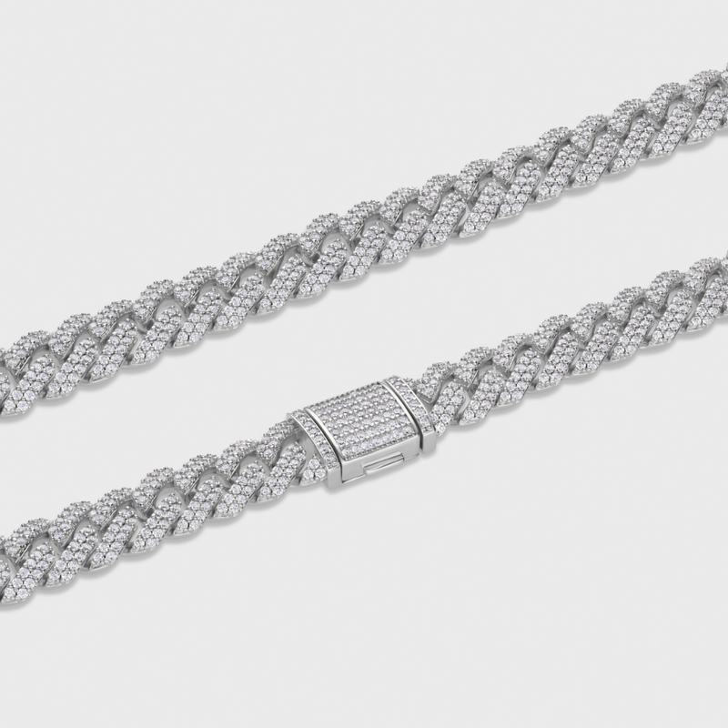 12mm Prong Set Cuban Chain + Bracelet Stack