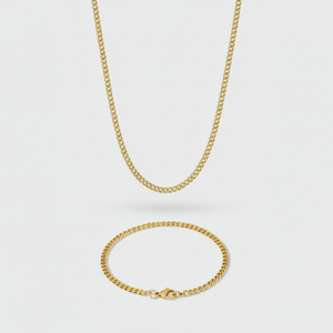 3mm Micro Cuban Link Chain + Bracelet Stack