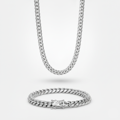 9mm Miami Cuban Link Chain + Bracelet Stack