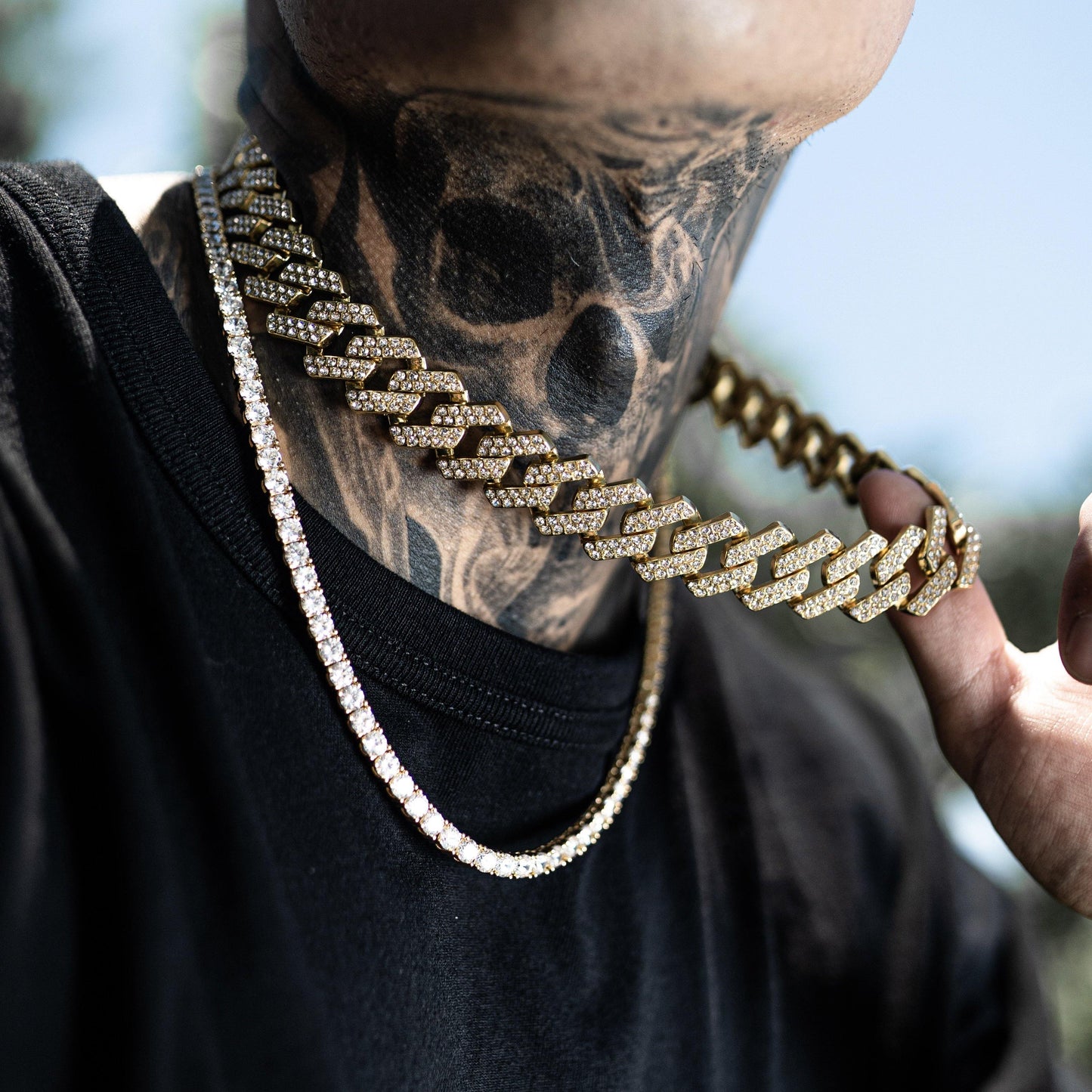 20mm Cuban Link & 5mm Tennis Chain Set - Young Legendz Shop
