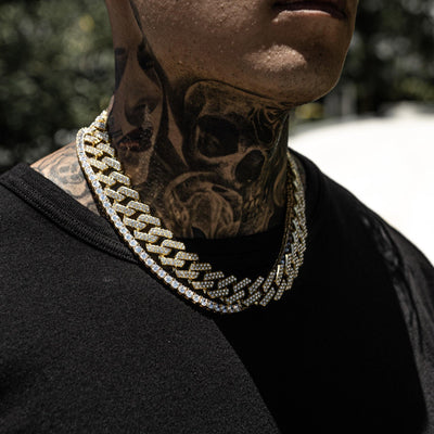 20mm Cuban Link & 5mm Tennis Chain Set - Young Legendz Shop