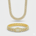 12mm Prong Set Cuban Chain + Bracelet Stack