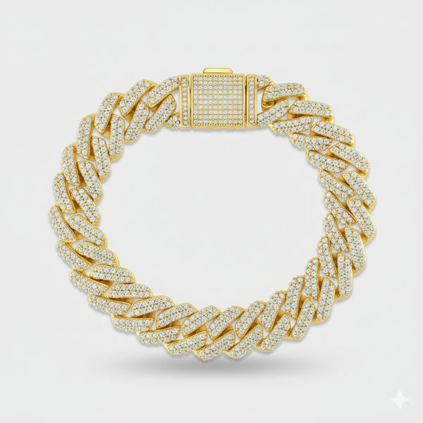 12mm Prong Set Cuban Link Bracelet