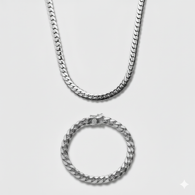 8mm Miami Cuban Link Chain + Bracelet Stack
