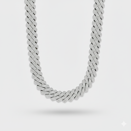 20mm Prong Set Cuban Link Chain