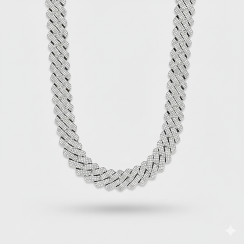 20mm Prong Set Cuban Link Chain