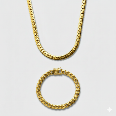 8mm Miami Cuban Link Chain + Bracelet Stack