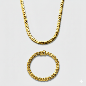 8mm Miami Cuban Link Chain + Bracelet Stack