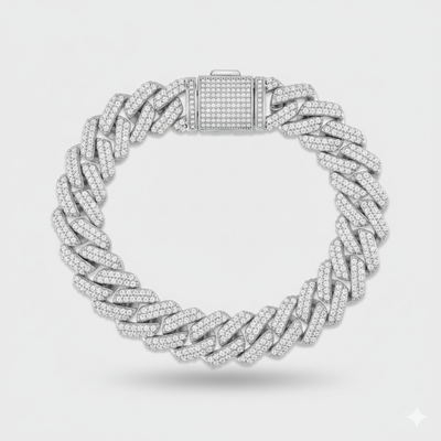 12mm Prong Set Cuban Link Bracelet