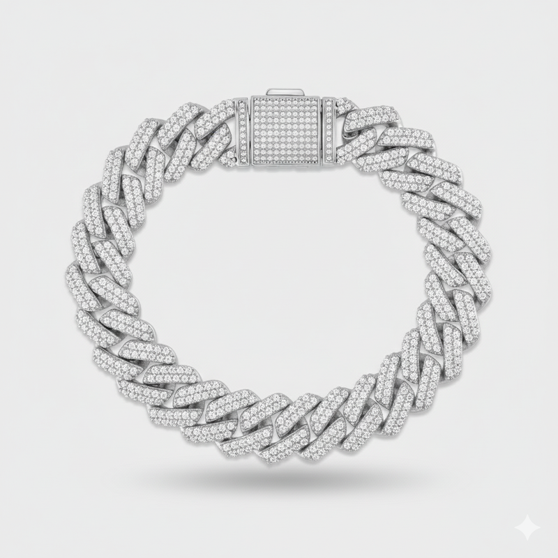 12mm Prong Set Cuban Link Bracelet