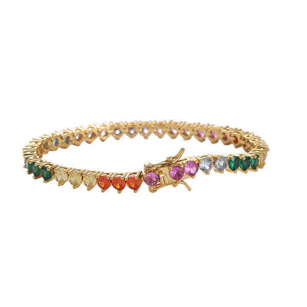 Round Cut Rainbow Tennis Bracelet