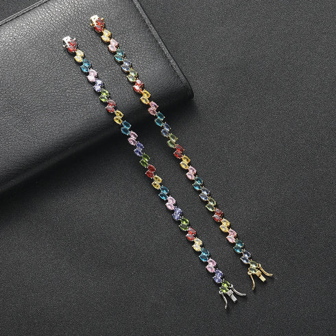 Double Paved Rainbow Bracelet