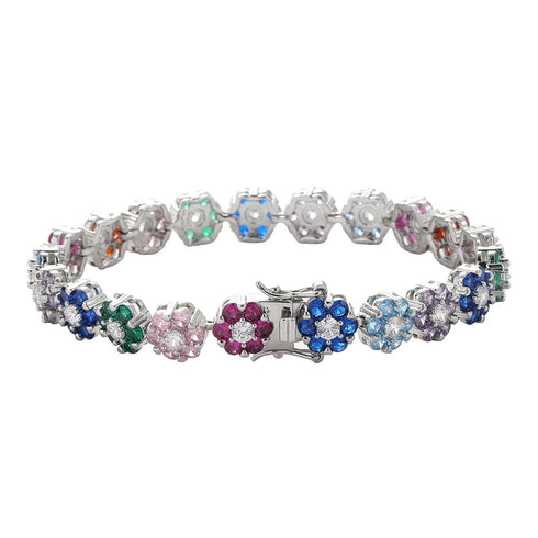 9mm Rainbow Stud Cluster Bracelet