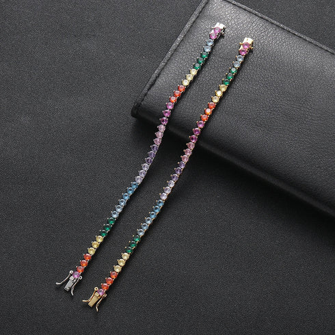Round Cut Rainbow Tennis Bracelet