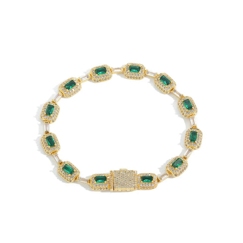 Emerald Baguette Link Bracelet