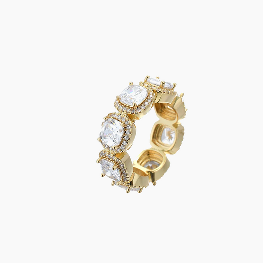 Square Cut Cluster Ring