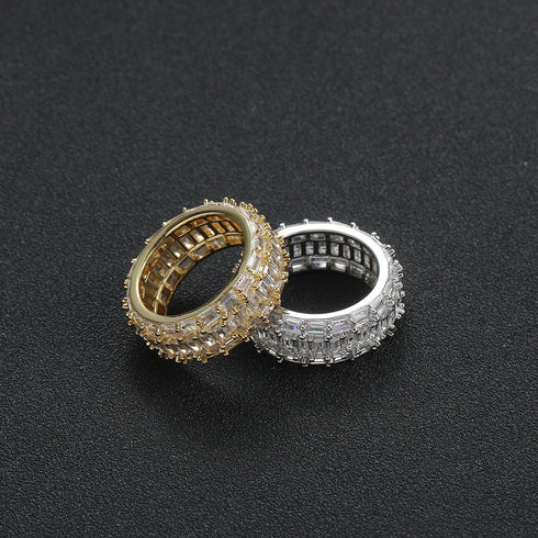 9mm 3 Layer Baguette Ring