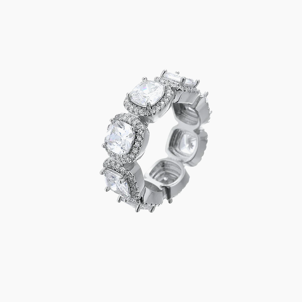 Square Cut Cluster Ring