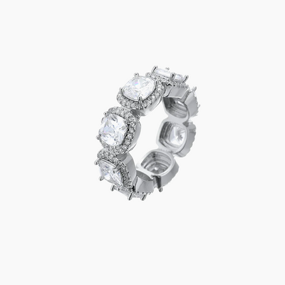 Square Cut Cluster Ring