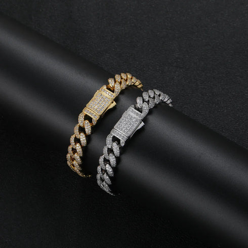 10mm Prong Set Cuban Link Bracelet - Spring Clasp