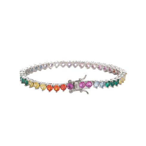 Round Cut Rainbow Tennis Bracelet