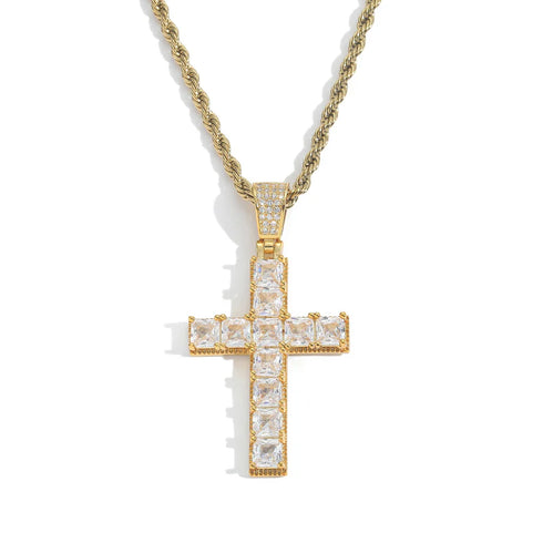 Square Cut Cross Pendant