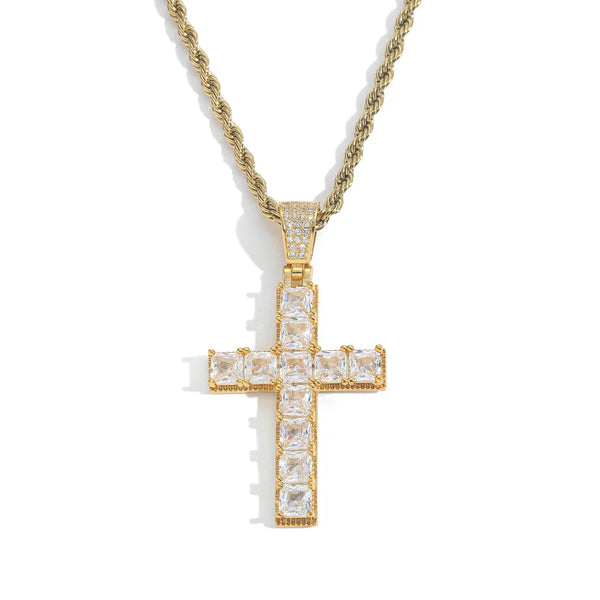 Square Cut Cross Pendant