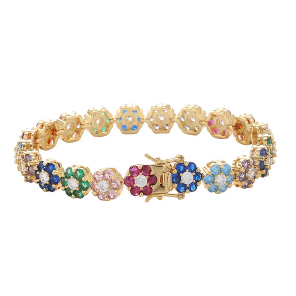 9mm Rainbow Stud Cluster Bracelet