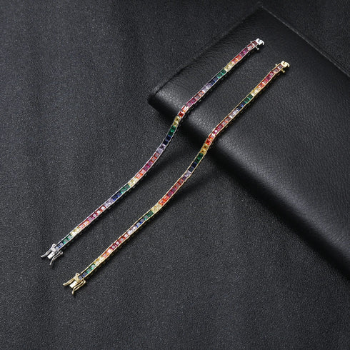3mm Rainbow Baguette Bracelet