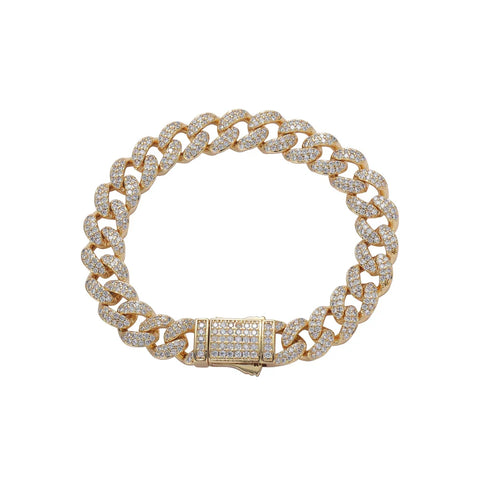 10mm Prong Set Cuban Link Bracelet - Spring Clasp