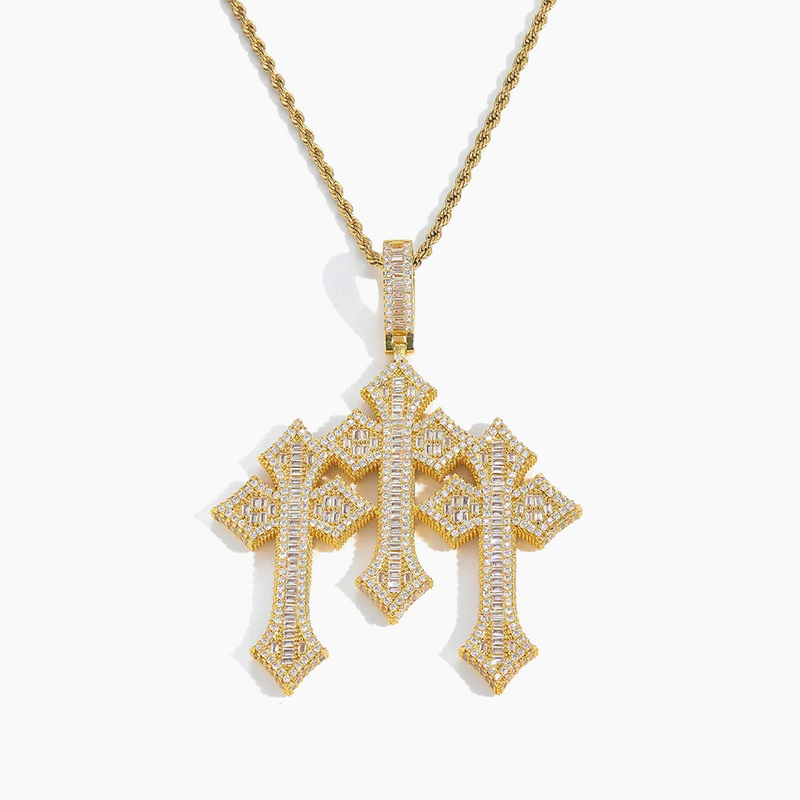Triple Cross Hearts Pendant