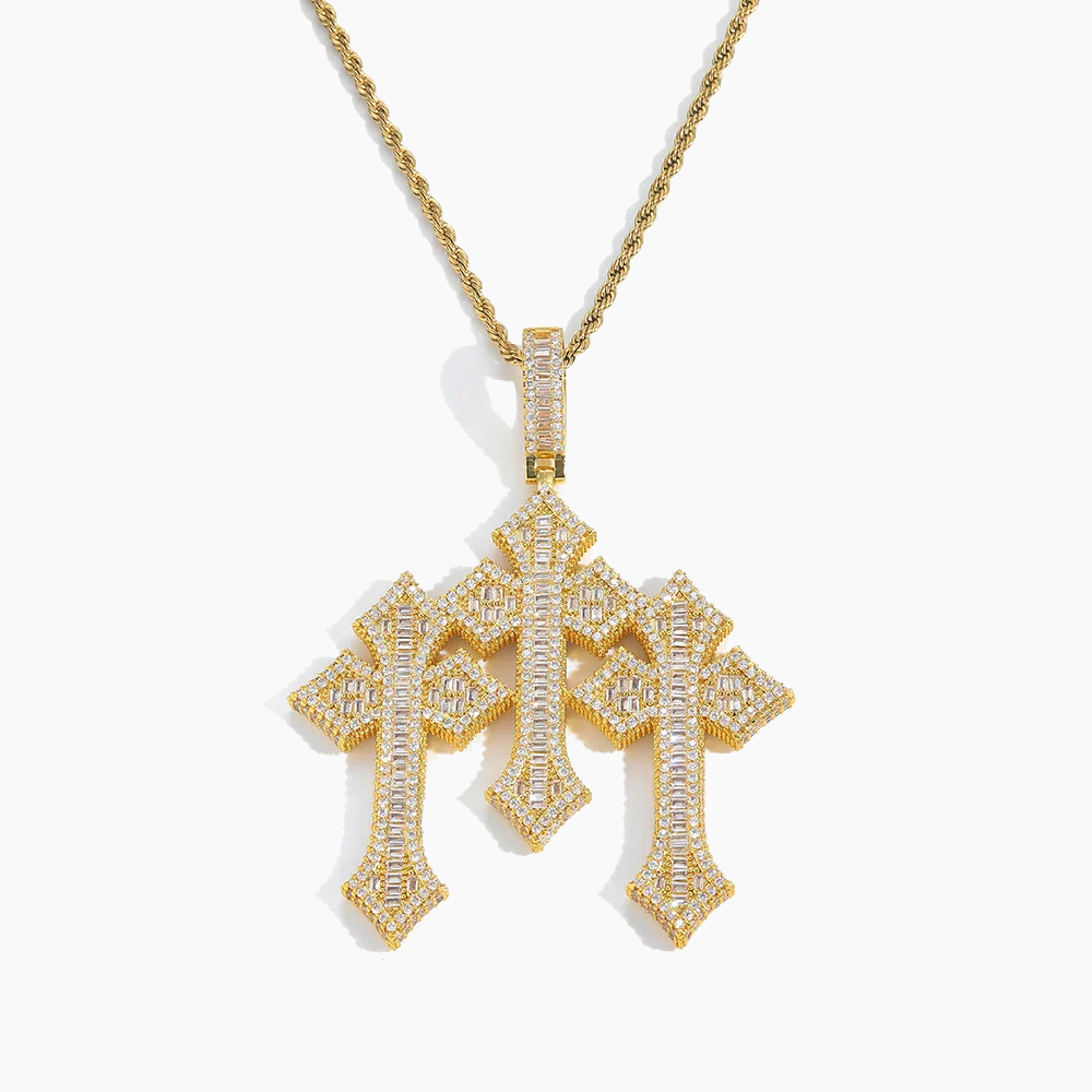 Triple Cross Hearts Pendant