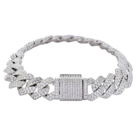 13mm Prong Set Cuban Link Bracelet
