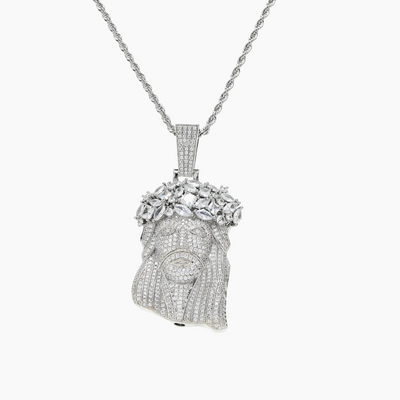 Jesus Piece Pendant - Paved Crown