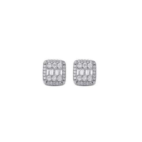 Baguette Cut Cluster Earrings