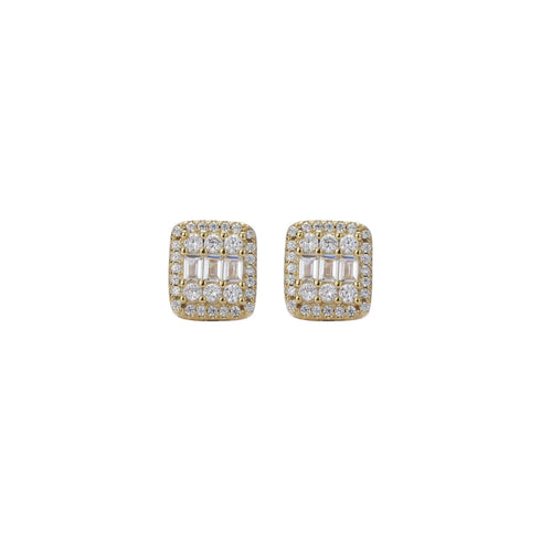 Baguette Cut Cluster Earrings