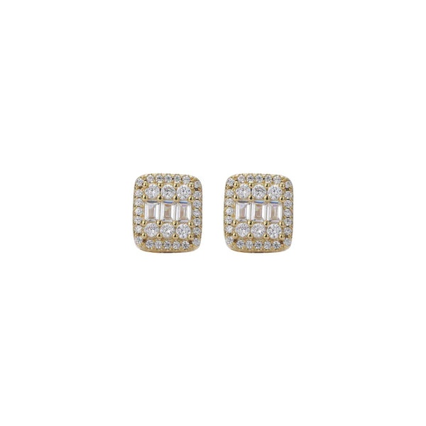 Baguette Cut Cluster Earrings