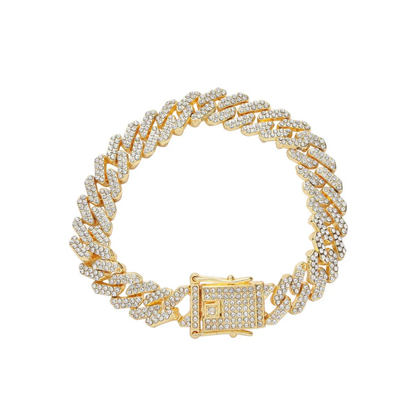 12mm Prong Set Cuban Link Bracelet