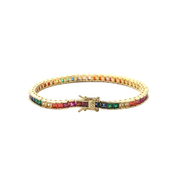 3mm Rainbow Baguette Bracelet