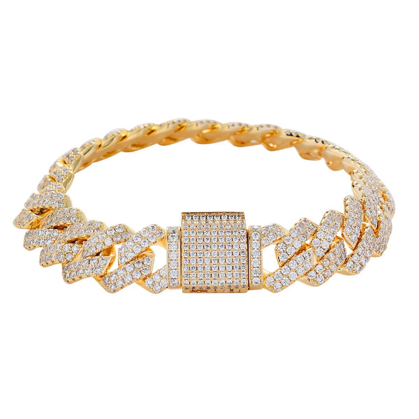 13mm Prong Set Cuban Link Bracelet