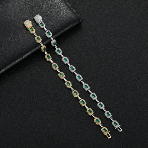 Emerald Baguette Link Bracelet