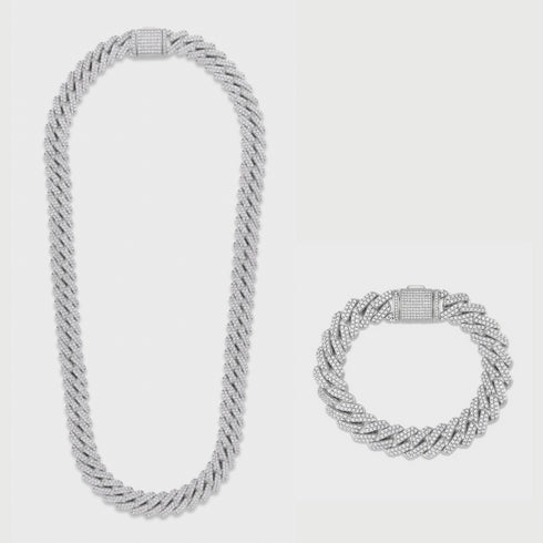 Iced Prong Cuban Chain + Bracelet - 12mm