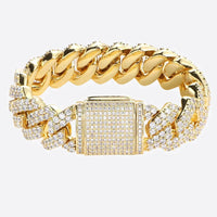 20mm Prong Set Cuban Link Bracelet